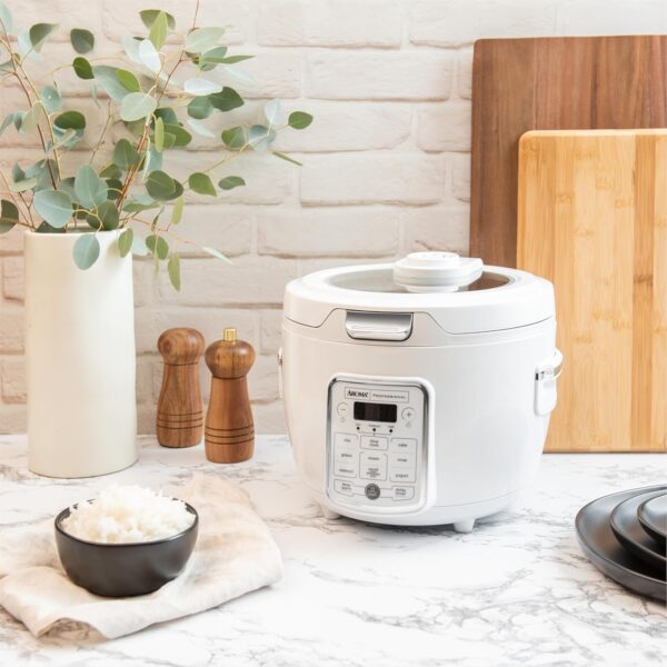 AROMA® Professional Digital Rice Cooker, 10-Cup (Uncooked) / 20-Cup (Cooked), Slow Cooker, Multicooker, Steamer, Oatmeal Cooker, Auto Keep Warm, Sauté-then-Simmer®, 4 Qt, White, ARC-1230W - Imagen 6