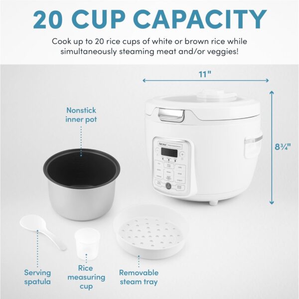 AROMA® Professional Digital Rice Cooker, 10-Cup (Uncooked) / 20-Cup (Cooked), Slow Cooker, Multicooker, Steamer, Oatmeal Cooker, Auto Keep Warm, Sauté-then-Simmer®, 4 Qt, White, ARC-1230W - Imagen 5