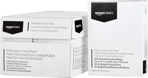 Amazon Basics Multipurpose Copy Printer Paper – Papel multipropósito para impresora 8.5" x 11" | Amazon