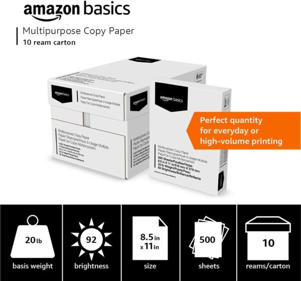 Amazon Basics Multipurpose Copy Printer Paper – Papel multipropósito para impresora 8.5" x 11" | Amazon - Imagen 5