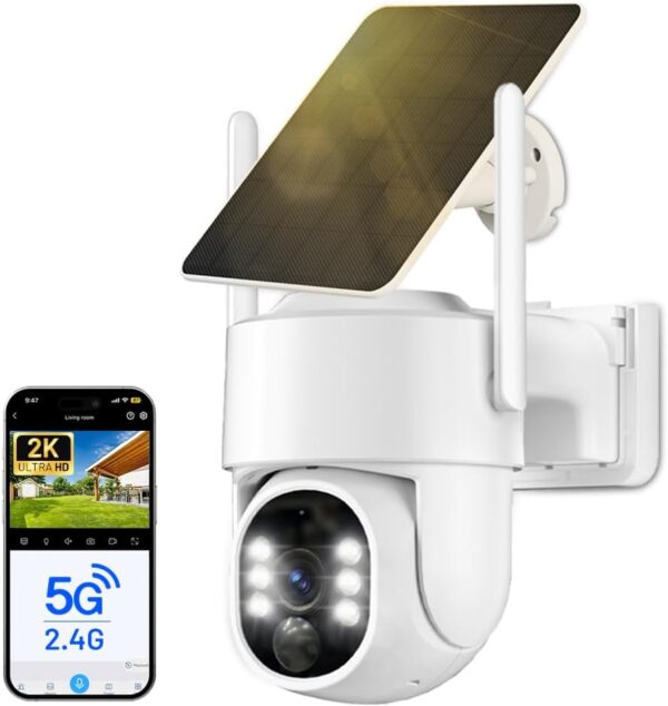 Cámara de Seguridad Solar Inalámbrica 5G con Visión Nocturna en Color, Detección AI y Giro 360° | Amazon