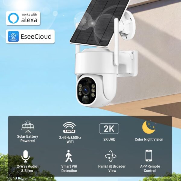 Cámara de Seguridad Solar Inalámbrica 5G con Visión Nocturna en Color, Detección AI y Giro 360° | Amazon - Imagen 9