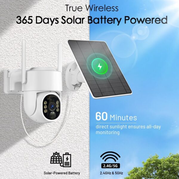 Cámara de Seguridad Solar Inalámbrica 5G con Visión Nocturna en Color, Detección AI y Giro 360° | Amazon - Imagen 8