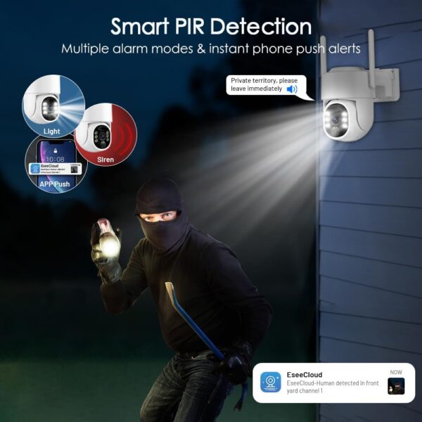 Cámara de Seguridad Solar Inalámbrica 5G con Visión Nocturna en Color, Detección AI y Giro 360° | Amazon - Imagen 5