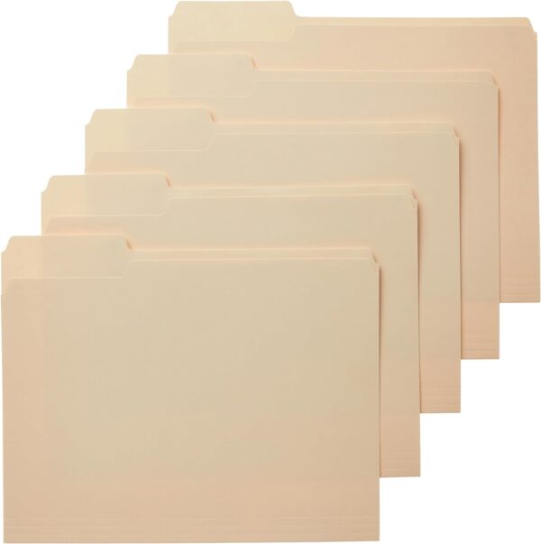 Amazon Basics 1/3-Cut Tab File Folders, Letter Size, Manila – Pack of 100
