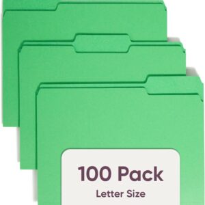 Smead Standard File Folders, Letter Size, Green, 1/3-Cut Tabs, 100 Count (12143)