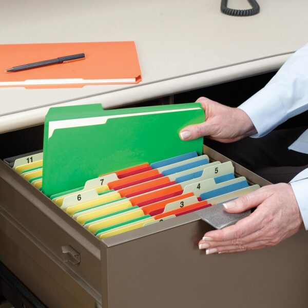Smead Standard File Folders, Letter Size, Green, 1/3-Cut Tabs, 100 Count (12143) - Imagen 3