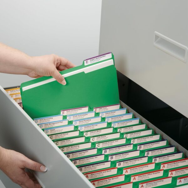 Smead Standard File Folders, Letter Size, Green, 1/3-Cut Tabs, 100 Count (12143) - Imagen 2