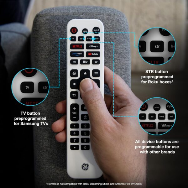 GE Control Remoto Universal Recargable – Compatible con Samsung, LG, Sony, Roku y más | Amazon - Imagen 3