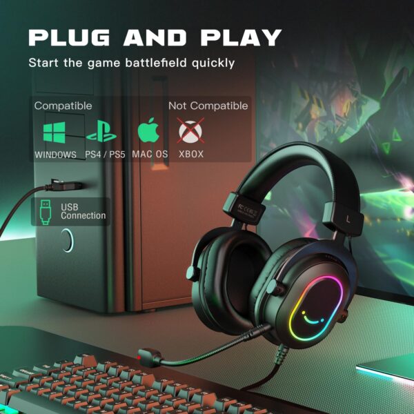 FIFINE Gaming Headset – Audífonos con micrófono y sonido envolvente 7.1 | Amazon - Imagen 5