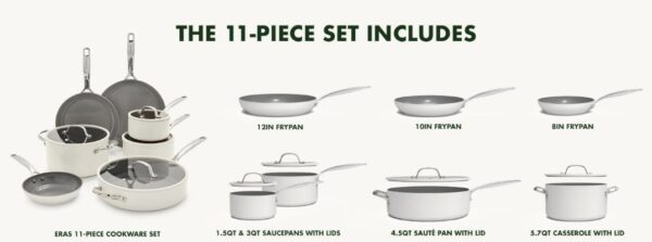 GreenPan Eras Ceramic Non-Stick 11-piece Cookware Set – White | ✅andreasugiere - Imagen 5