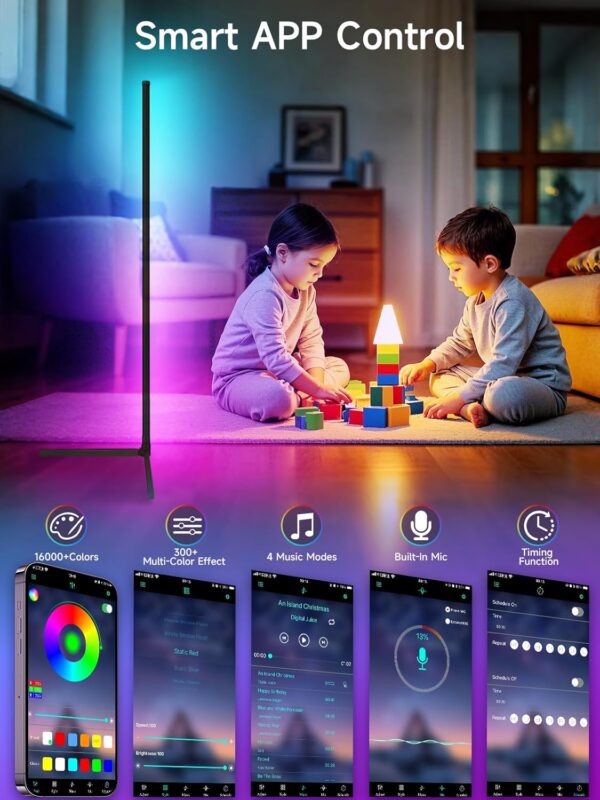 Lámpara de Esquina RGB LED con Control App, Sincronización Musical y 16 Millones de Colores | Amazon - Imagen 7