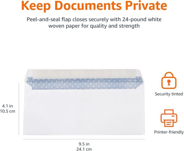 Amazon Basics #10 Security-Tinted Self-Seal Business Letter Envelopes, 500-Pack - Imagen 6