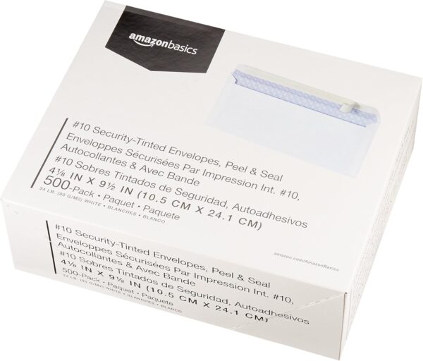 Amazon Basics #10 Security-Tinted Self-Seal Business Letter Envelopes, 500-Pack - Imagen 2
