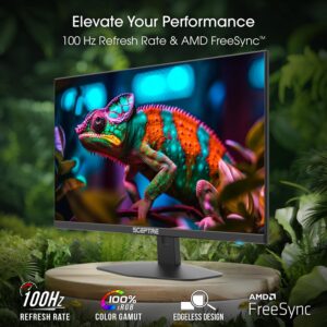 Sceptre New 27-inch Gaming Monitor 100Hz 1ms DisplayPort HDMI x2 100% sRGB AMD FreeSync Build-in Speakers, Eye Care Frameless Machine Black 2024 (E275W-FW100T)
