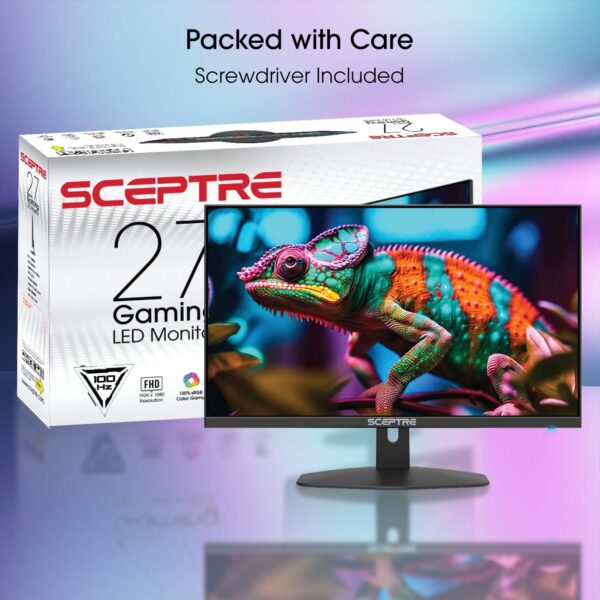 Sceptre New 27-inch Gaming Monitor 100Hz 1ms DisplayPort HDMI x2 100% sRGB AMD FreeSync Build-in Speakers, Eye Care Frameless Machine Black 2024 (E275W-FW100T) - Imagen 4