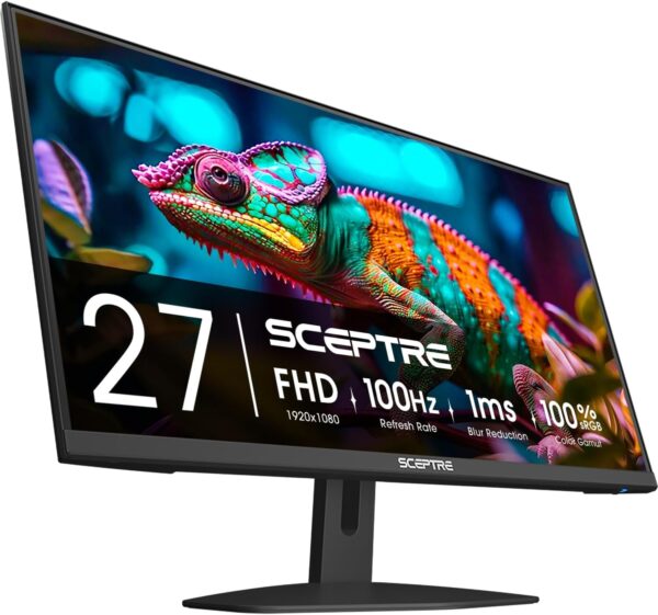Sceptre New 27-inch Gaming Monitor 100Hz 1ms DisplayPort HDMI x2 100% sRGB AMD FreeSync Build-in Speakers, Eye Care Frameless Machine Black 2024 (E275W-FW100T) - Imagen 2