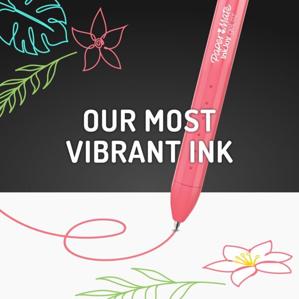 Pack de 6 plumas Paper Mate InkJoy Bright Gel 0.7 mm con tinta opaca de colores brillantes y grip cómodo para escritura suave y sin manchas. - Imagen 4