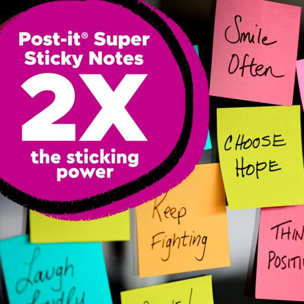Post-it Super Sticky Notes, 3 x 3 in., 24 Pads, Supernova Neons Collection - Imagen 9