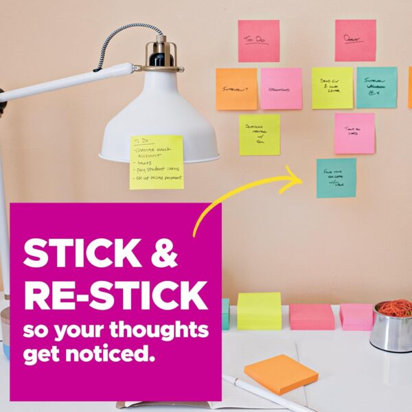 Post-it Super Sticky Notes, 3 x 3 in., 24 Pads, Supernova Neons Collection - Imagen 7