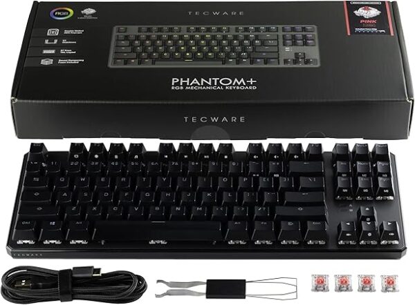 TECWARE Phantom+ Teclado Mecánico Gaming 87 Teclas TKL RGB con Switches Wraith Red | Amazon - Imagen 2