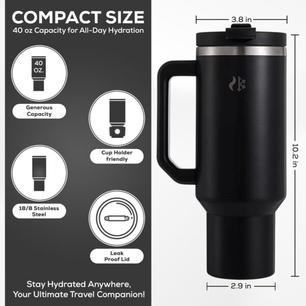 40 oz Tumbler with Handle and Straw, Dual Feature Lid, Vacuum Insulated Stainless Steel, Includes Silicone Boot & Cleaning Brush - Imagen 7