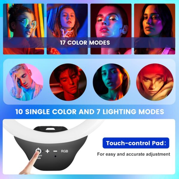💡 Aro de Luz RGB 10" con Trípode Extensible de 50" y Soporte para Teléfono – Sensyne, Ideal para Streaming, Maquillaje y Videos en TikTok/YouTube - Imagen 4